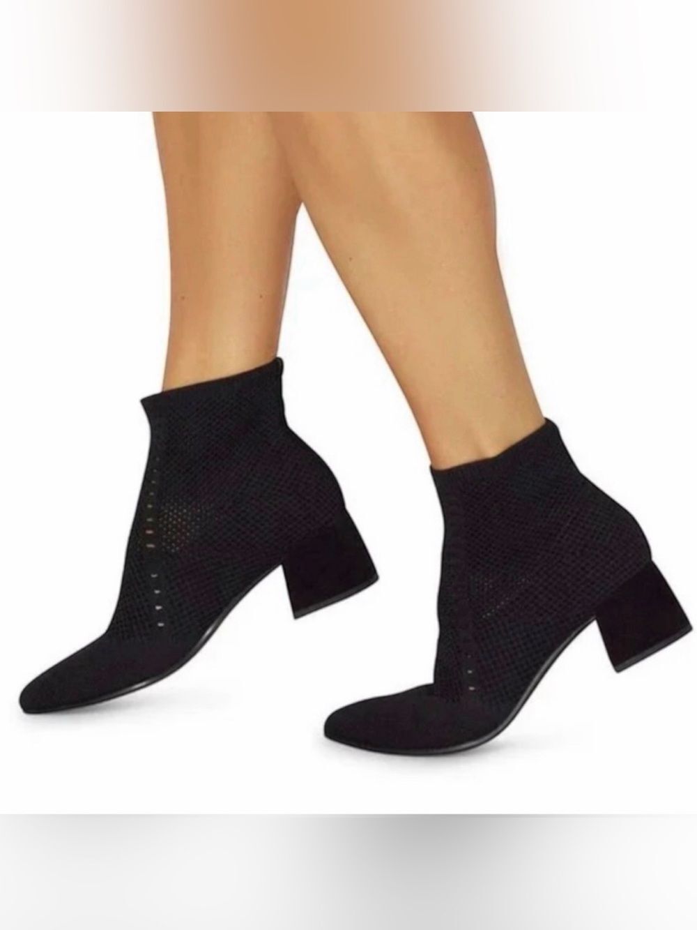 Eileen Fischer Black Ankle Length Pull on Poly Knit Stretchy Boots(Size 7.5)